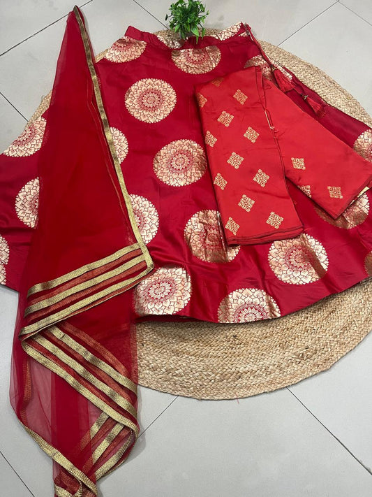 Red Ranu Silk Festive Lehenga