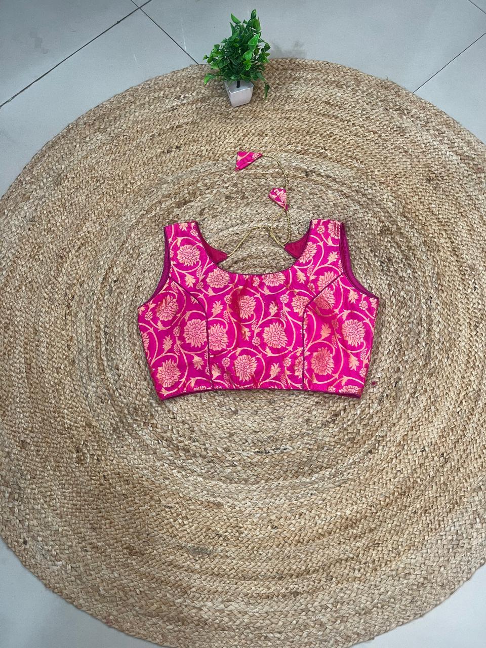 Fuchsia Turquoise Silk Kanchi Festive Lehenga