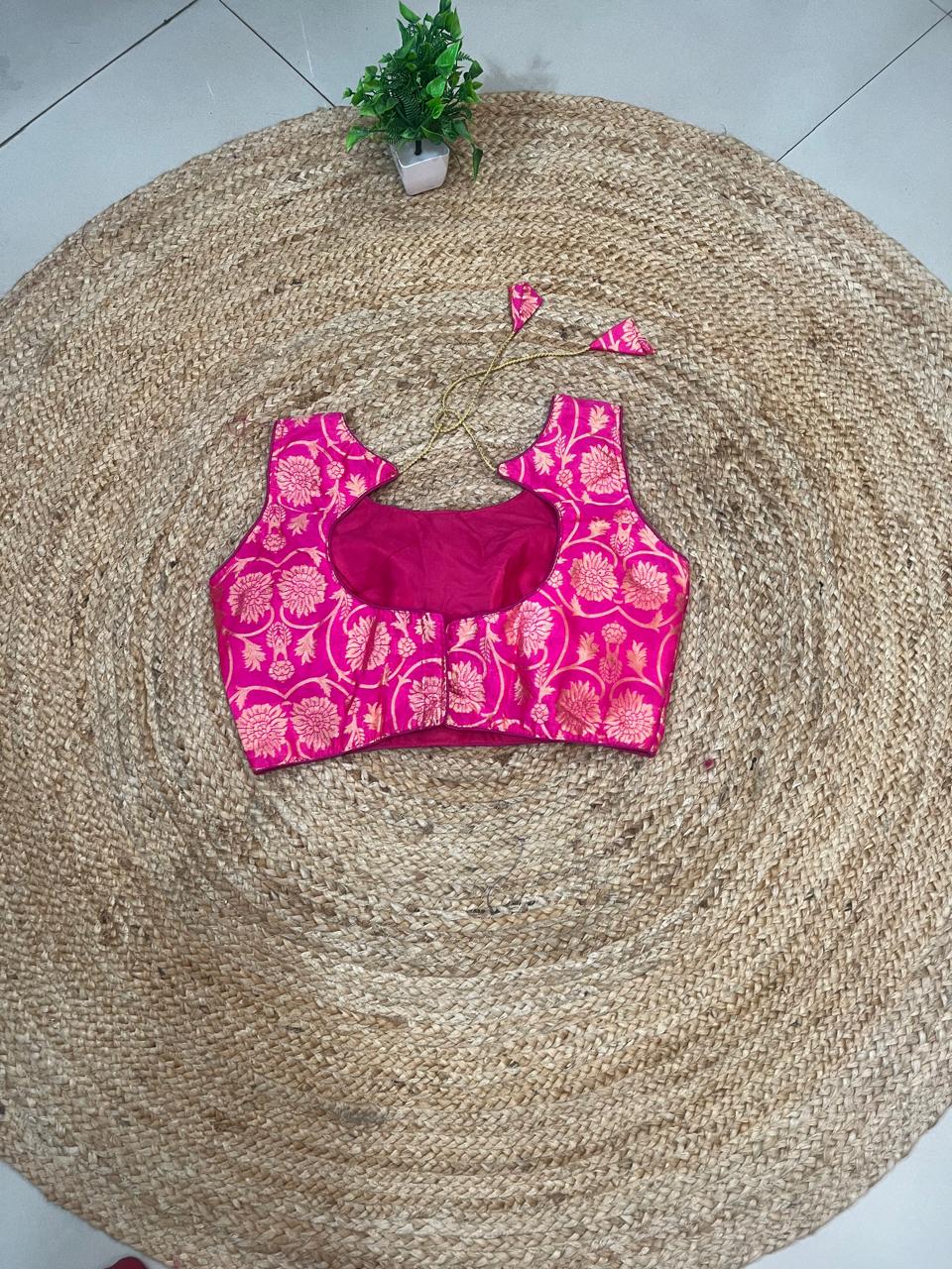 Fuchsia Turquoise Silk Kanchi Festive Lehenga