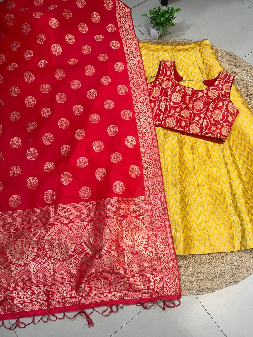 Yellow Silk Reeti Festive Lehenga