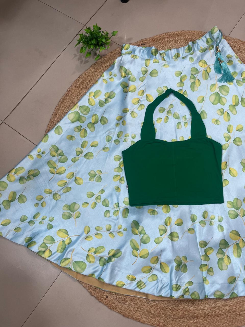 Blue Bela Satin Silk Skirt