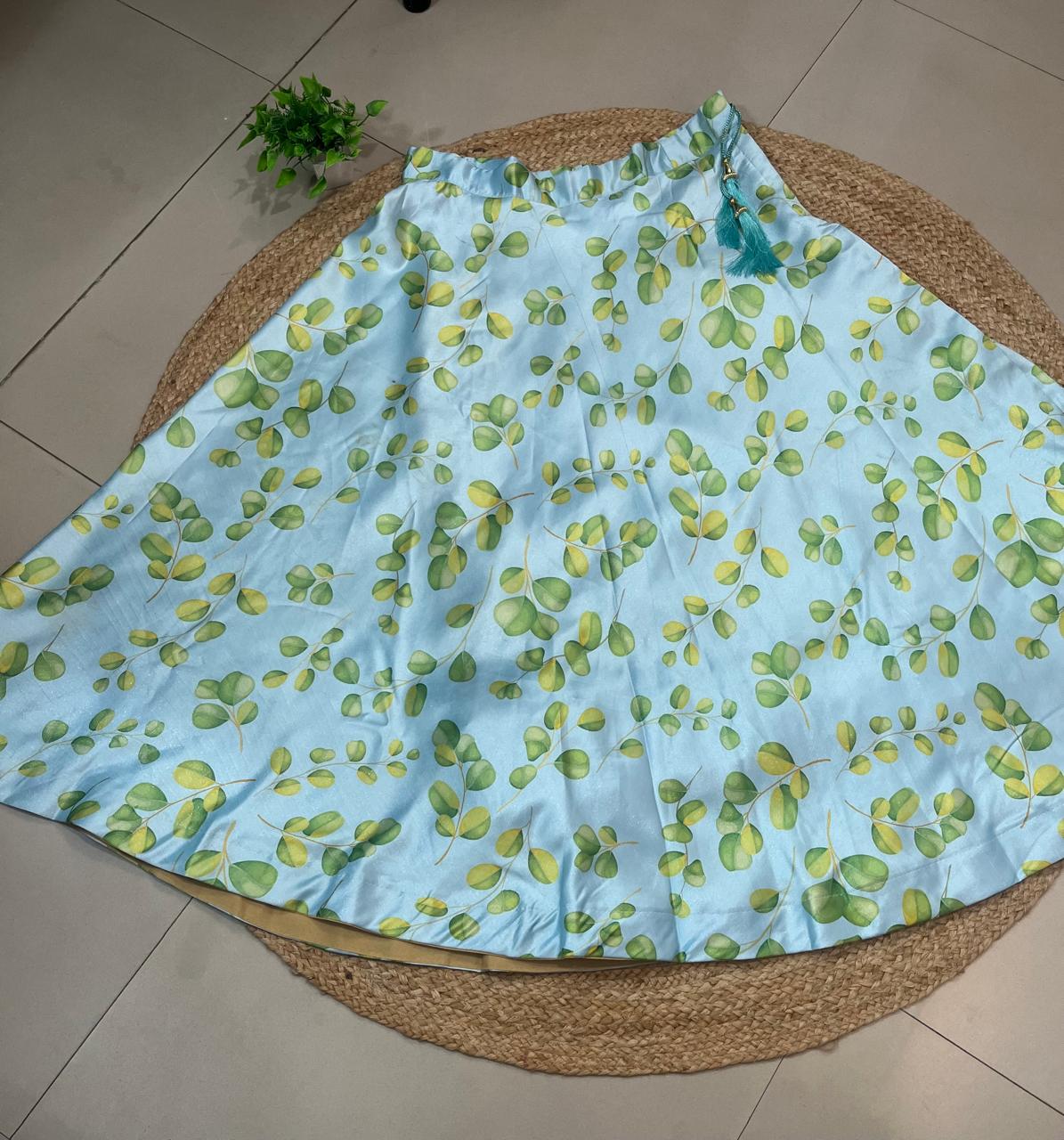 Blue Bela Satin Silk Skirt