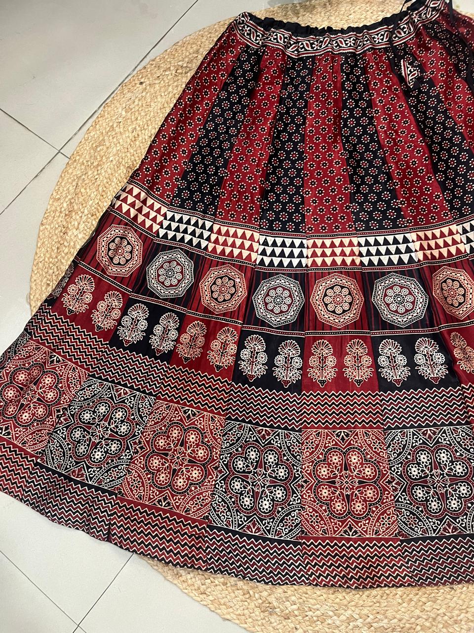 Mashru Silk Gargi Panel Indian Skirt