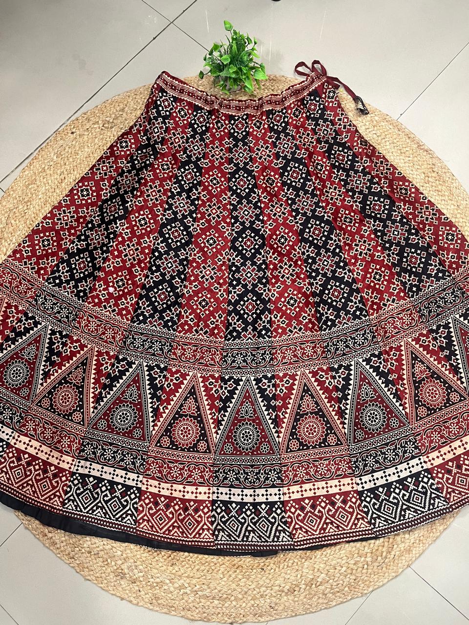 Mashru Silk Manika Panel Indian Skirt