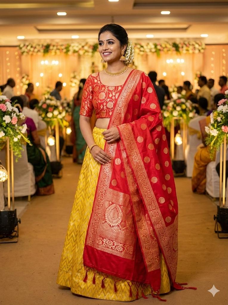 Yellow Silk Reeti Festive Lehenga