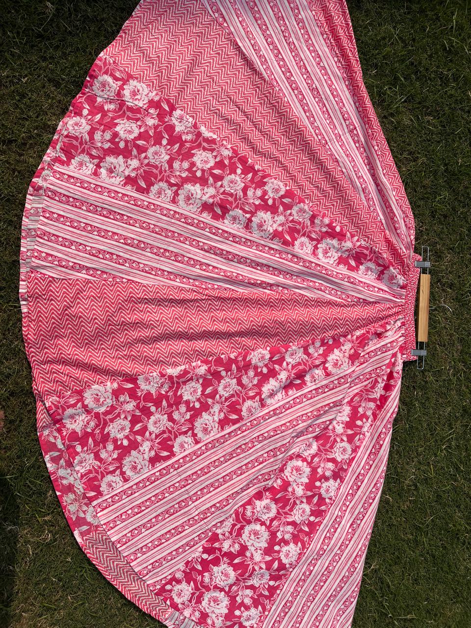 Pink Cotton Panel Surekha Indian Skirt