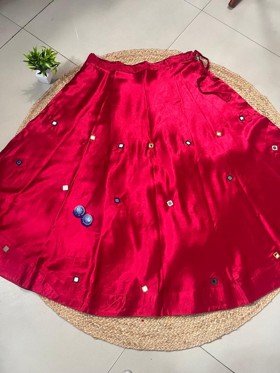 Mashru Silk Chetna Mirror Indian Skirt