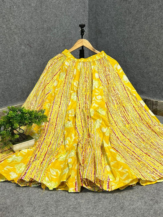 Yellow Cotton Panel Shubhi Indian Skirt