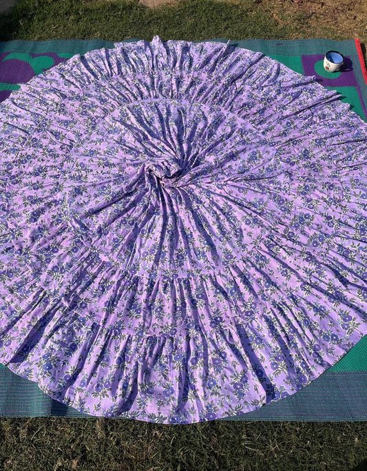 Tiered Cotton Purple Maya Indian Skirt