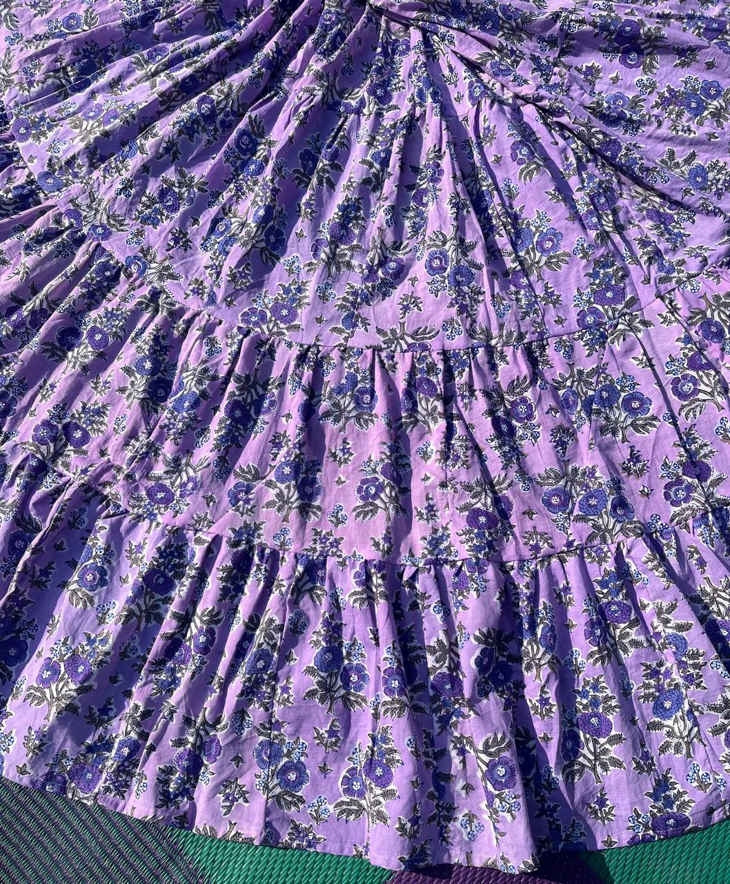 Tiered Cotton Purple Maya Indian Skirt