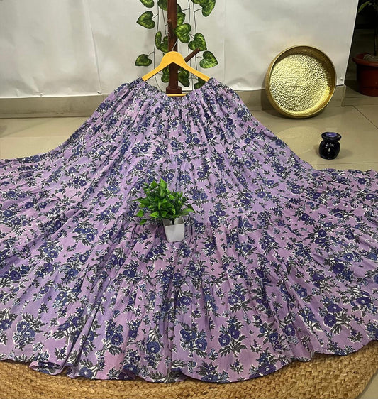 Tiered Cotton Purple Maya Indian Skirt