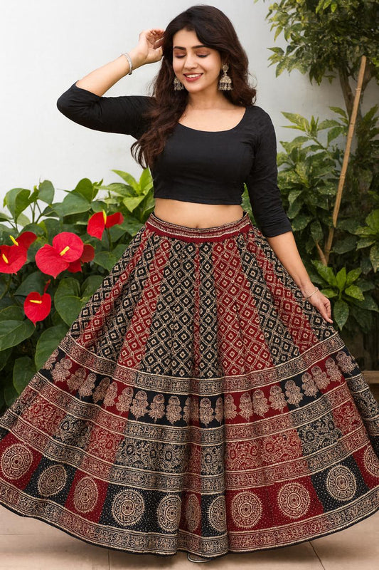 Mashru Silk Vaijanti Panel Indian Skirt