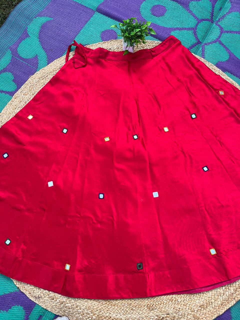Mashru Silk Chetna Mirror Indian Skirt