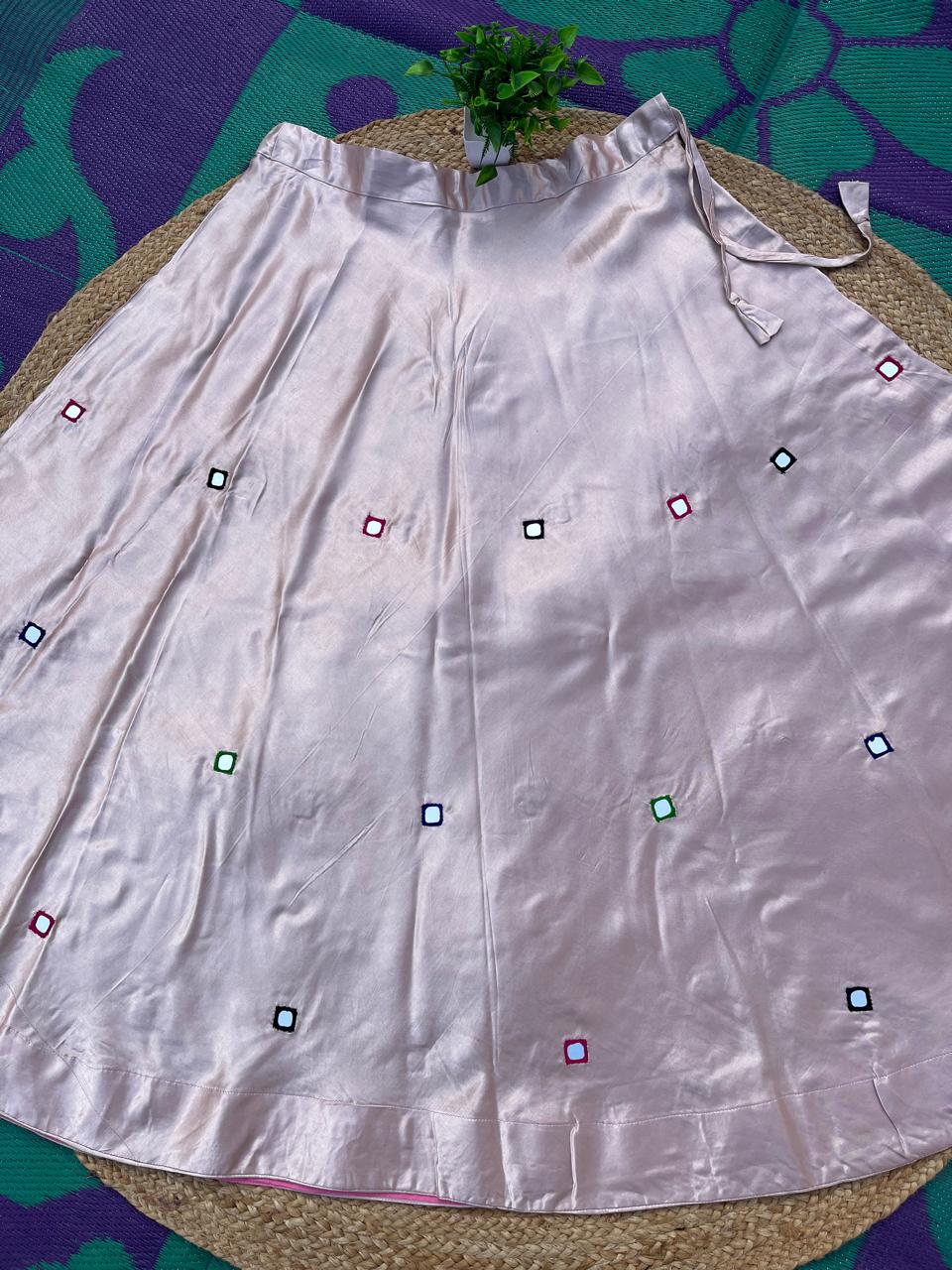 Mashru Silk Pink Neha Mirror Indian Skirt