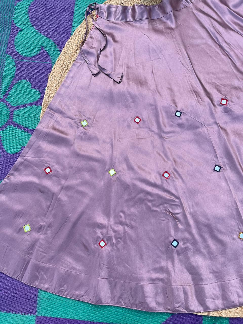 Mashru Silk Lavender Lolo Mirror Indian Skirt
