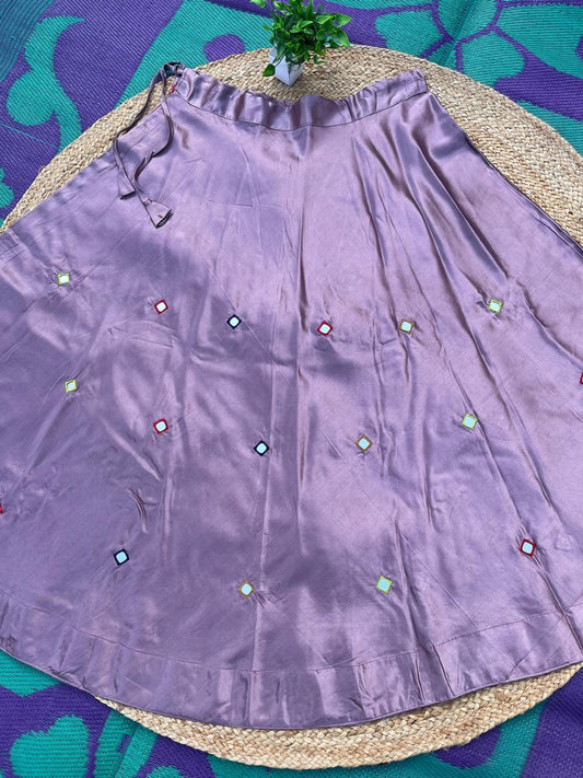 Mashru Silk Lavender Lolo Mirror Indian Skirt