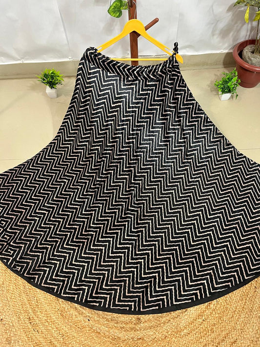 Mashru Silk Black Masaba Indian Skirt