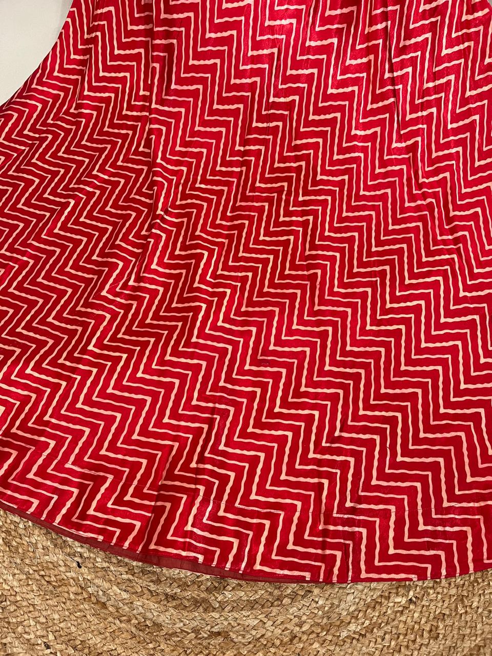 Mashru Silk Red Rupa Indian Skirt