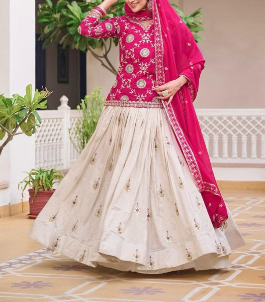 Silk Trisha Fuchsia Festive Lehenga Kurti Set