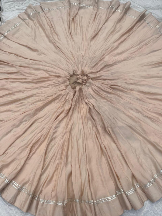 Garba High Flared Cream Siyali Roman Silk Indain Skirt