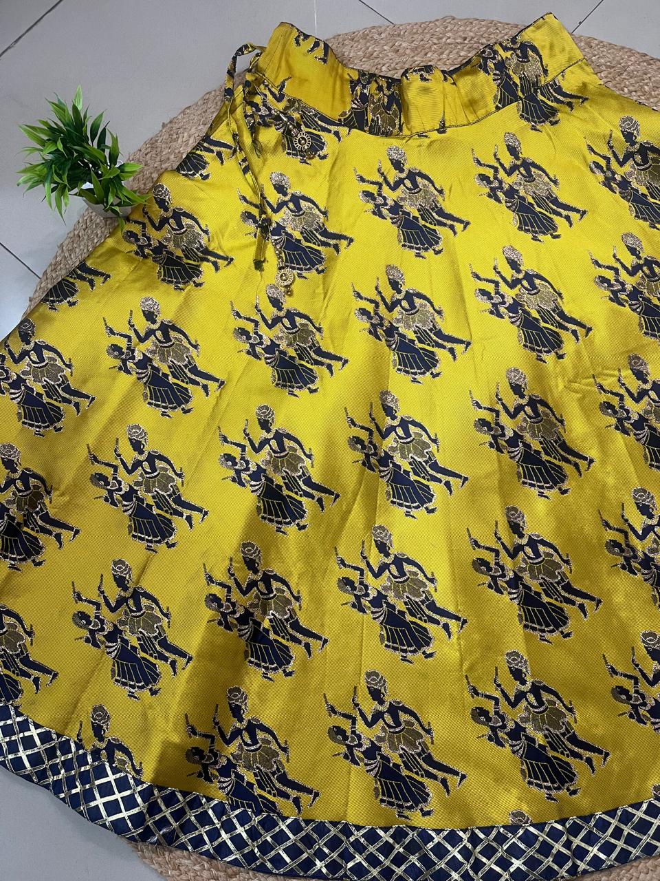 Reversible Silk Yellow Ira Indian Skirt