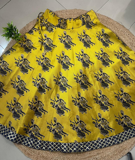 Reversible Silk Yellow Ira Indian Skirt