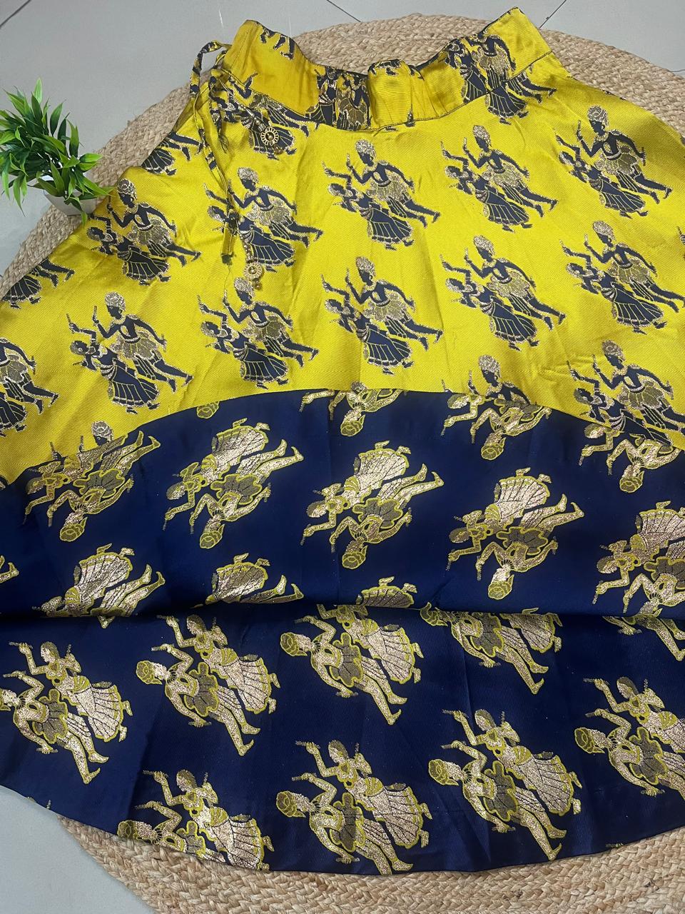 Reversible Silk Yellow Ira Indian Skirt