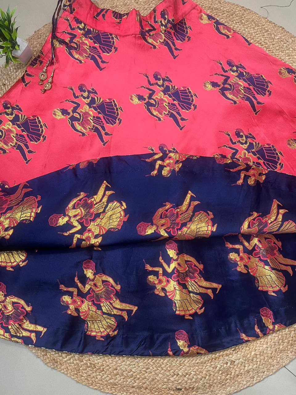 Reversible Silk Magenta Pink Adya Indian Skirt