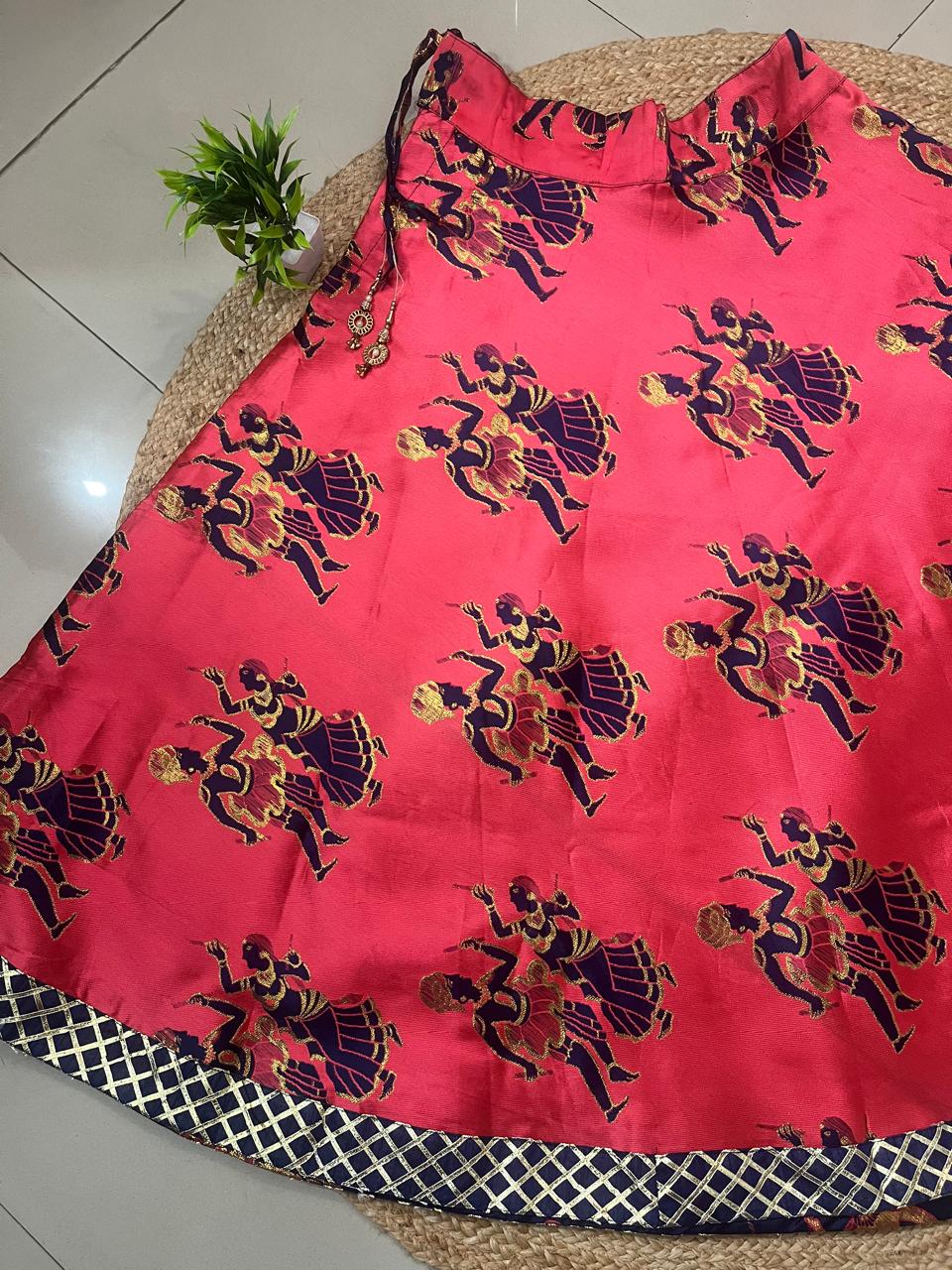 Reversible Silk Magenta Pink Adya Indian Skirt