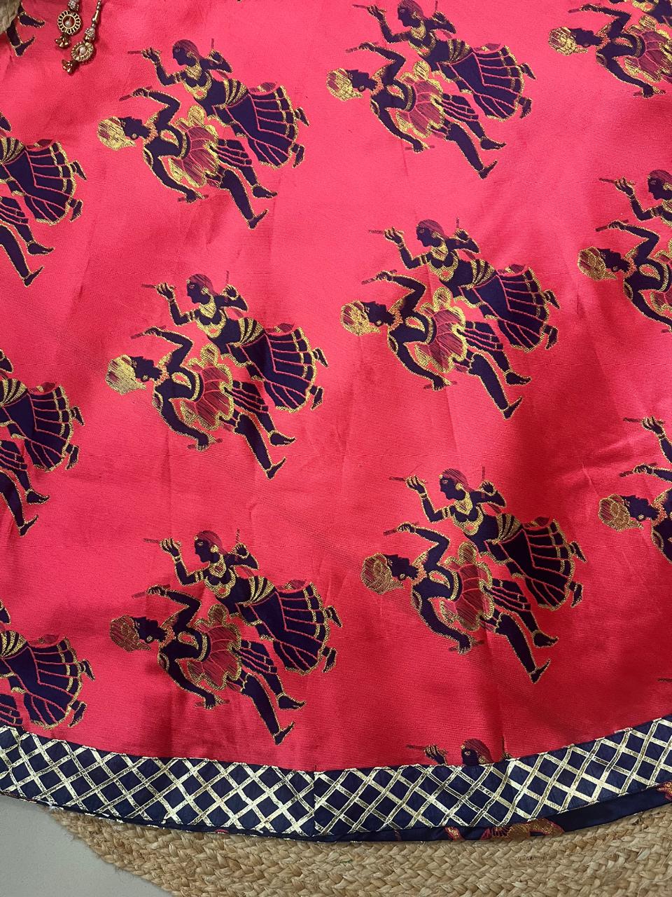 Reversible Silk Magenta Pink Adya Indian Skirt