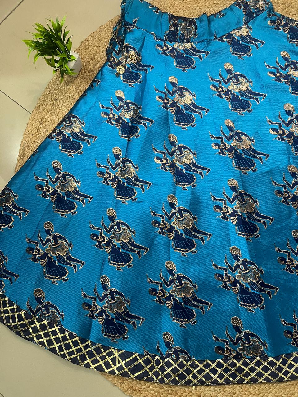 Reversible Silk Blue Bani Indian Skirt