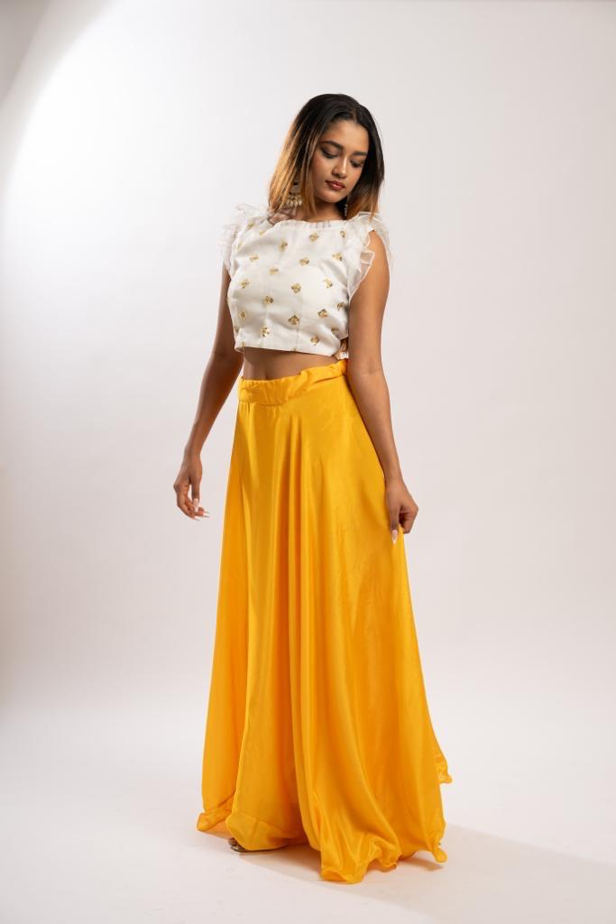 Flared Yellow Chiffon Yashvi Indian Skirt