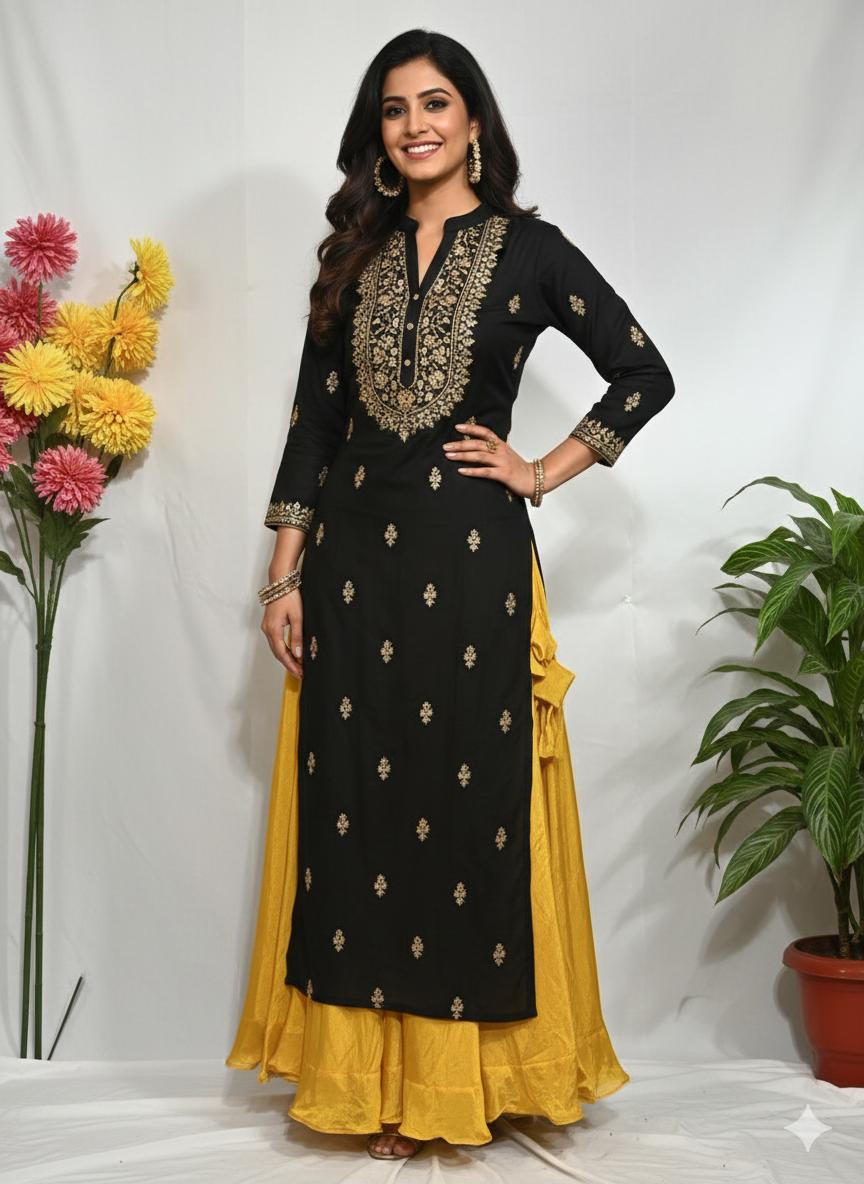 Flared Yellow Chiffon Yashvi Indian Skirt