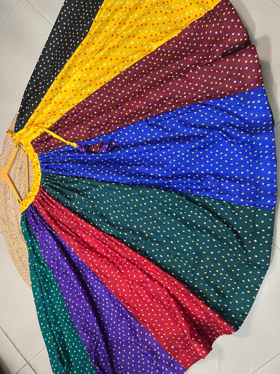 Multicolour Mauni Yellow Red Silk Indian Skirt