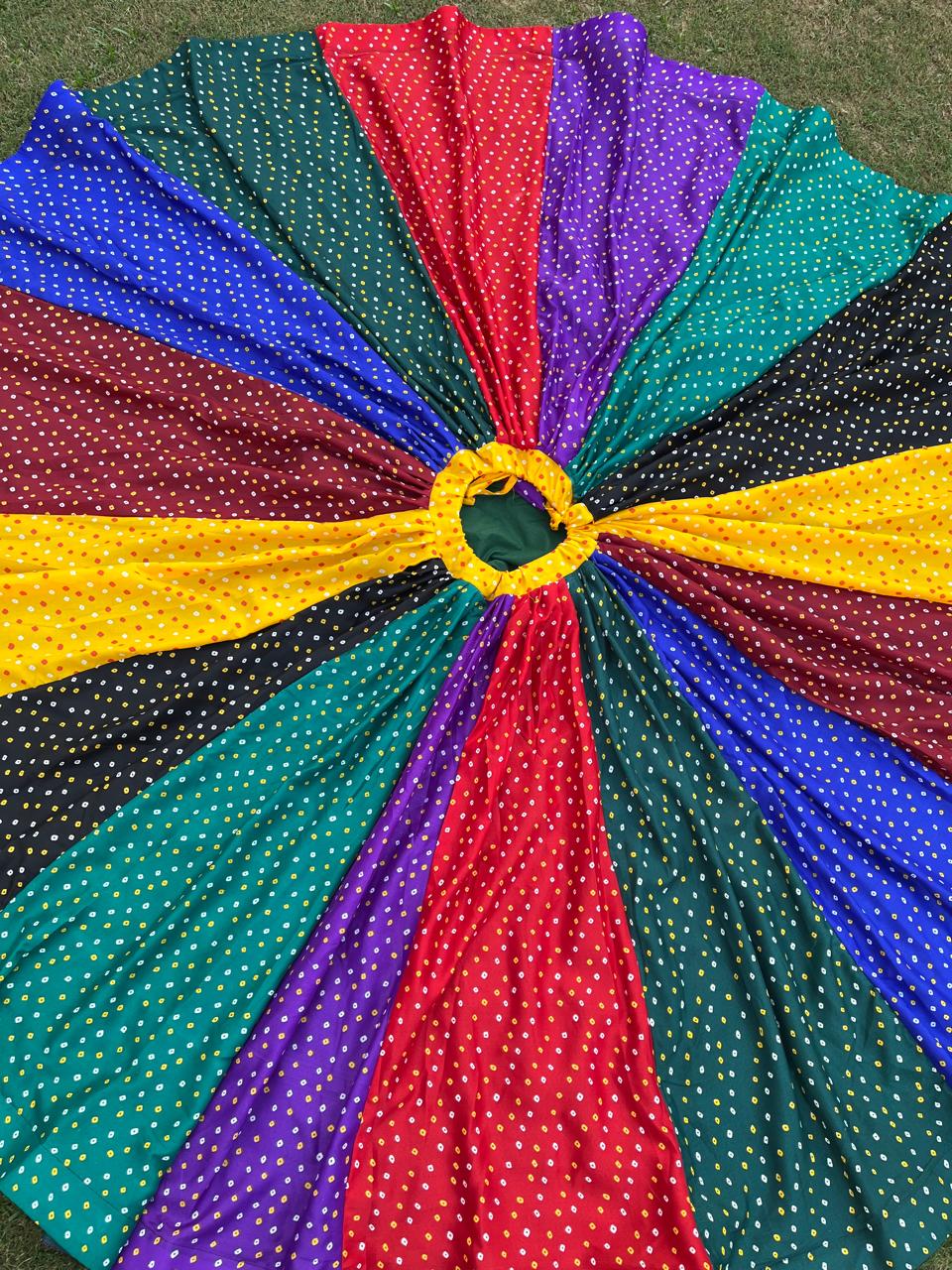 Multicolour Mauni Yellow Red Silk Indian Skirt