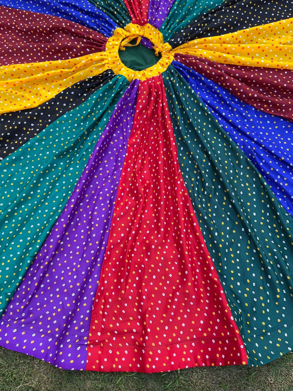 Multicolour Mauni Yellow Red Silk Indian Skirt