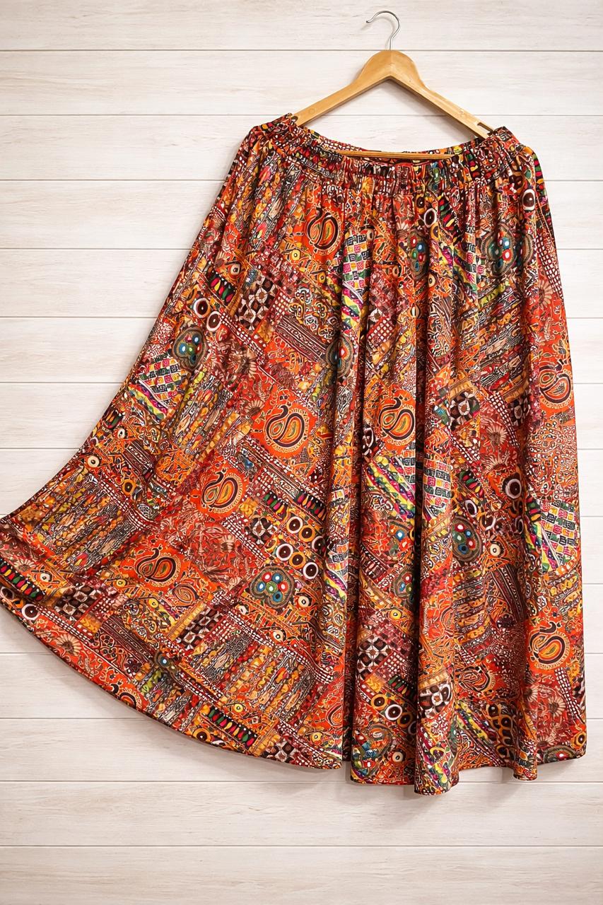 Multicolour Lycra Printed Anaya Indian Skirt