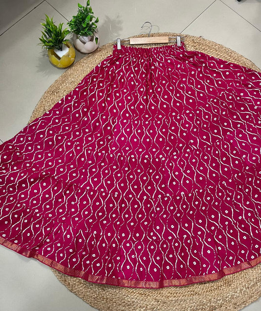 Tiered Cotton Pink Trisha Indian Skirt