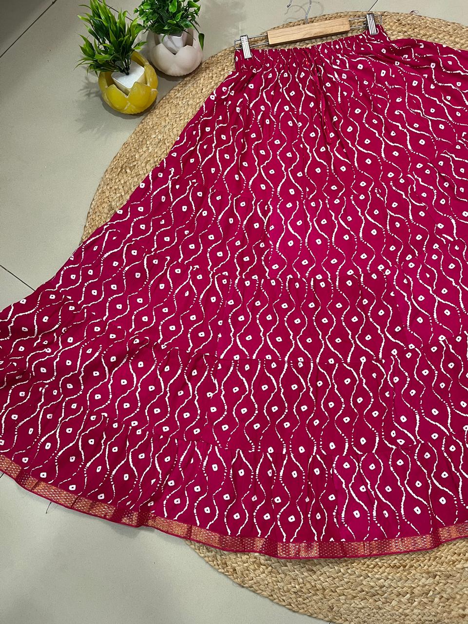 Tiered Cotton Pink Trisha Indian Skirt