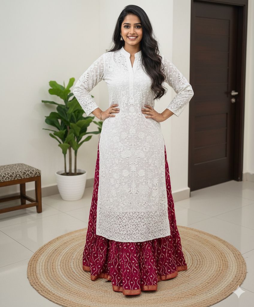 Tiered Cotton Pink Tisha Indian Skirt