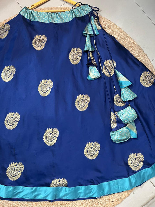 Navy, Blue Silk Siara Indian Skirt