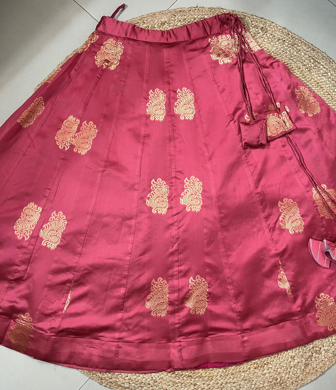 Carrot Pink Silk Shubhi Indian Skirt