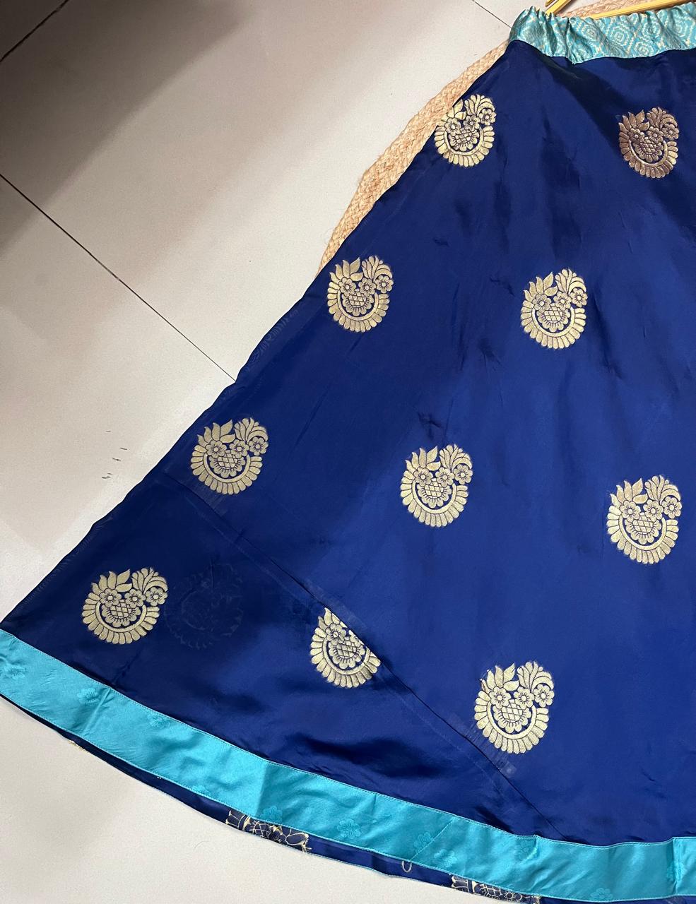 Navy, Blue Silk Siara Indian Skirt