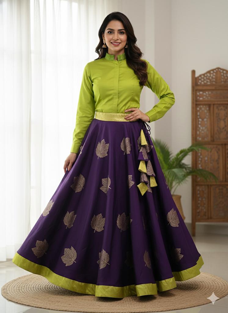 Purple Silk Pritha Indian Skirt