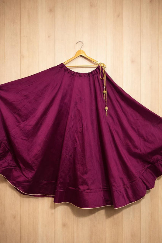 Flared Wine Rasha Silk Indian Skirt