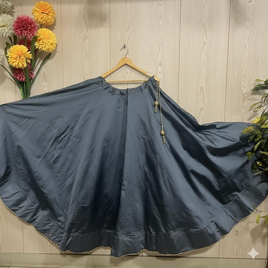 Flared Gray Tarika Silk Indian Skirt