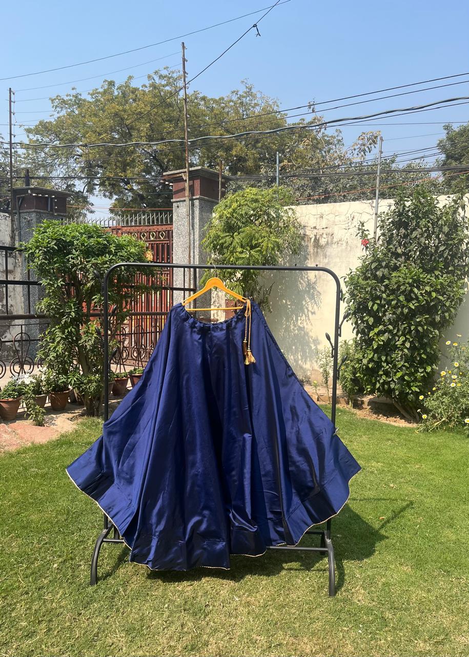 Flared Blue Vamika Silk Indian Skirt