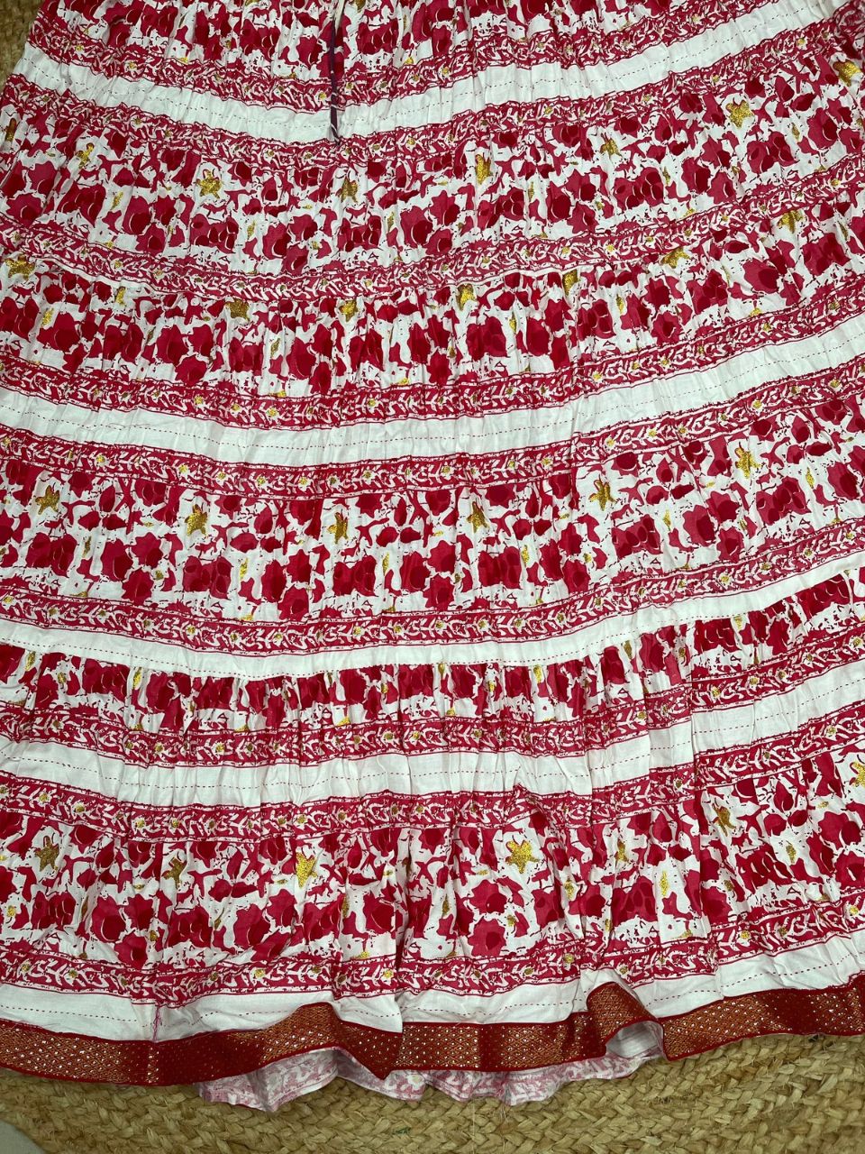 Casual Cotton Printed Red Rati Indian Skirt