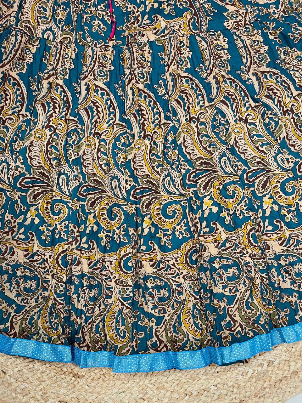 Jaipuri Paisely Print Cotton Blue Disha Indian Skirt
