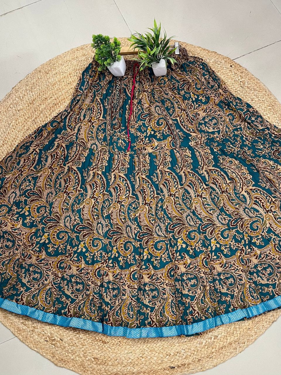 Jaipuri Paisely Print Cotton Blue Disha Indian Skirt